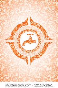 tap icon inside orange mosaic emblem
