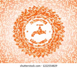 tap icon inside orange mosaic emblem