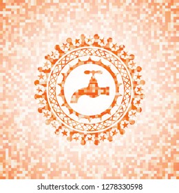 tap icon inside orange mosaic emblem