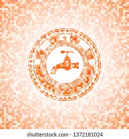 tap icon inside orange mosaic emblem with background