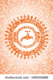 tap icon inside orange mosaic emblem