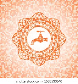 tap icon inside orange mosaic emblem with background