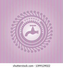 tap icon inside pink emblem. Retro