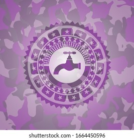 tap icon inside pink and purple camo emblem