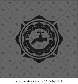 tap icon inside realistic dark emblem