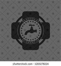 tap icon inside realistic dark emblem