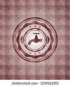 tap icon inside red seamless polygonal badge.