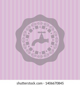 tap icon inside retro style pink emblem