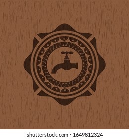 tap icon inside retro style wood emblem