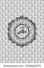 tap icon inside silver color emblem or badge. Scales pattern. Vector Illustration. Detailed. 