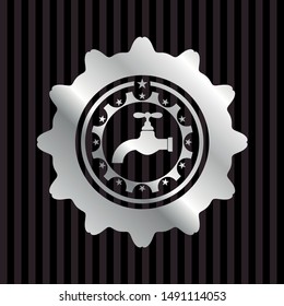 tap icon inside silvery shiny badge