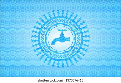 tap icon inside water concept style emblem.