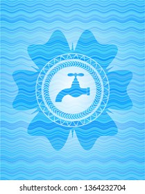 tap icon inside water representation style emblem.