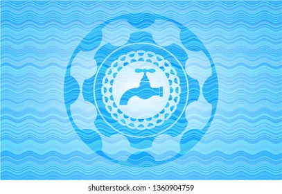 tap icon inside water wave representation style badge.