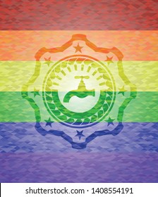 tap icon on mosaic background with the colors of the LGBT flag