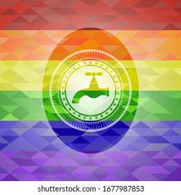 tap icon on mosaic background with the colors of the LGBT flag