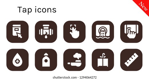  tap icon set. 10 filled tap icons. Simple modern icons about  - Click, Leak, Touch, Sewer, Tap, Water, Pipe, Sink, Finger