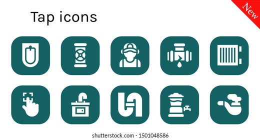 tap icon set. 10 filled tap icons.  Simple modern icons about  - Bidet, Pipes, Plumber, Leak, Heater, Touch, Sink, Pipe, Beer tap