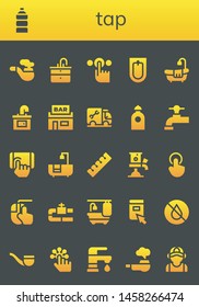tap icon set. 26 filled tap icons.  Simple modern icons about  - Pipe, Water, Sink, Tap, Bidet, Bathtub, Pub, Plumber, Beer Finger, Clicking, Click, Faucet