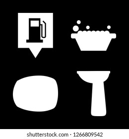 tap icon set about barrel, gas station pin and washbasin vector set