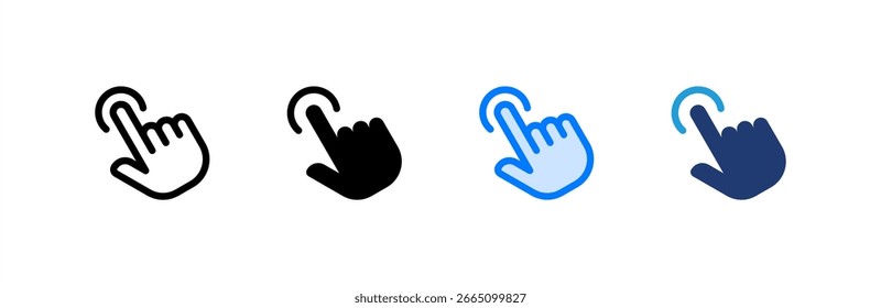 Toque el conjunto de iconos de colección de estilos múltiples. Ilustración vectorial.