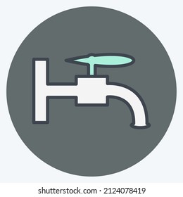 Tap Icon in trendy color mate style isolated on soft blue background