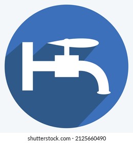 Icono de punteo en el estilo de moda de sombra larga aislado en un fondo azul suave