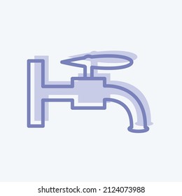 Tap Icon in trendy two tone style isolated on soft blue background