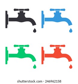 tap icon with water drop - colored vector illustration
