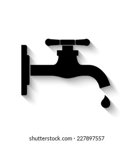 tap icon with water drop - vector illustration with shadow