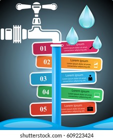 Tap illustration.  Infographic design template and marketing icons.
