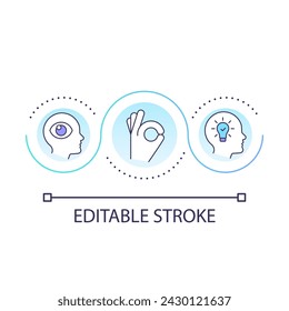Tap into your intuition loop concept icon. Knowing yourself. Coaching program expectation abstract idea thin line illustration. Isolated outline drawing. Editable stroke. Arial font used