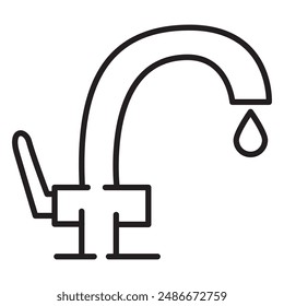 Tap kitchen.Kitchen faucet.Faucet outline icon. Home bath sink faucet.Faucet with water filtration system.Bathroom symbol. Stainless steel kitchen crane .