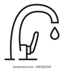 Tap kitchen.Kitchen faucet.Faucet outline icon. Home bath sink faucet.Faucet with water filtration system.Bathroom symbol. Stainless steel kitchen crane .