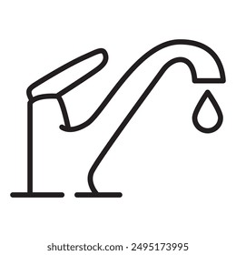 Tap kitchen.Kitchen faucet.Faucet outline icon. Home bath sink faucet.Faucet with water filtration system.Bathroom symbol. Stainless steel kitchen crane .