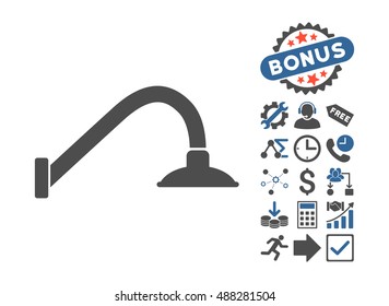 Tap Mixer icon with bonus icon set. Vector illustration style is flat iconic bicolor symbols, cobalt and gray colors, white background.