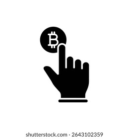 Tap Motion with Bitcoin Symbol Icon Representing Cryptocurrency Payment