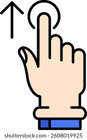 Tap and Move Up Line vector Icon Design