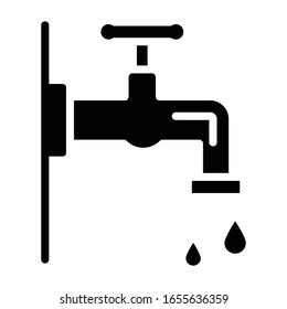 Tap Nall with Stopcock Design Vector Glyph Icon Concept, Faucet Water Drop Design on white background, 