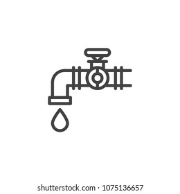 Tap and oil drop outline icon. linear style sign for mobile concept and web design. Oil faucet simple line vector icon. Symbol, logo illustration. Pixel perfect vector graphics