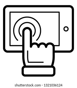Tap on mobile line icon vector 