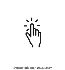 Tap with one finger line icon. Hand, index finger, click. Gesture concept. Can be used for topics like guidance, web interface, app.