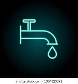 Tap outline icon. Elements of Ecology in neon style icons. Simple icon for websites, web design, mobile app, info graphics
