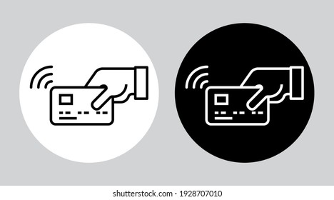 Tap To Pay Card Hand Nfc Payment Contactless Pass . Modern Contactless Symbol Vector Icon Illustration