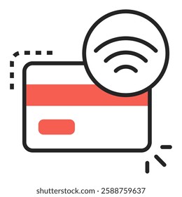 Tap to Pay, Digital Card Transaction. Editable Stroke