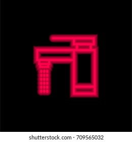 Tap red glowing neon ui ux icon. Glowing sign logo vector