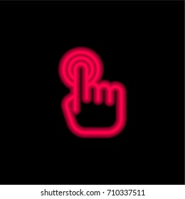 Tap red glowing neon ui ux icon. Glowing sign logo vector