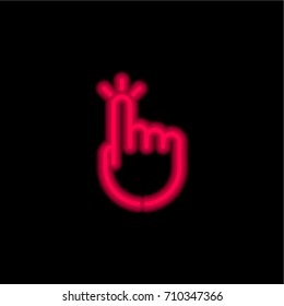 Tap red glowing neon ui ux icon. Glowing sign logo vector
