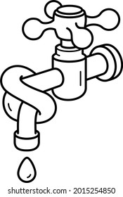 Tap tied in a knot. Vector outline illustration.