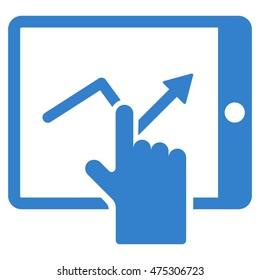 Tap Trend on Pda icon. Vector style is flat iconic symbol with rounded angles, cobalt color, white background.